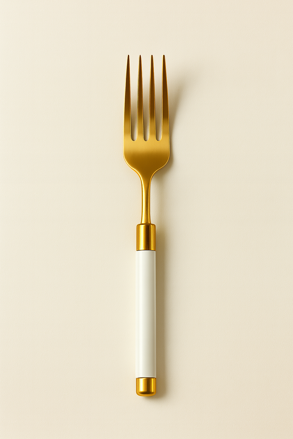 Gold fork with a white handle for rent
