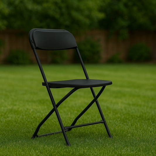 Black Plastic Folding Chairs Rental
