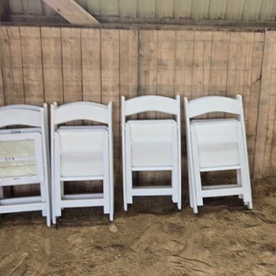 White folding chair rentals for weddings and outdoor events in Toronto