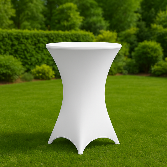 White Cocktail Table Cover Rentals